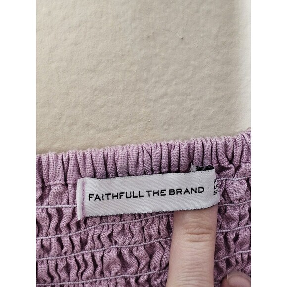 Faithful the Brand Annibelis Linen Mini Dress Lilac Puff Sleeves Size Small - Picture 5 of 8